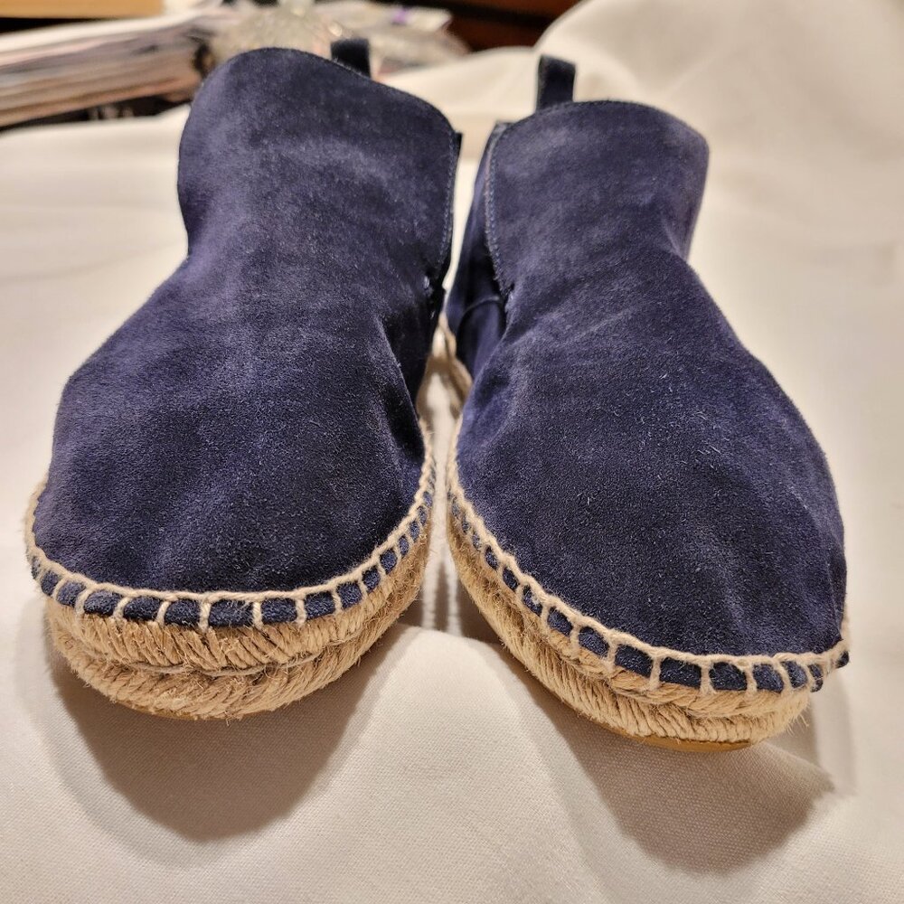 Vince Woman's Shoes Navy Blue Suede Flats Espadrilles Slip-On 10M Made in Spain